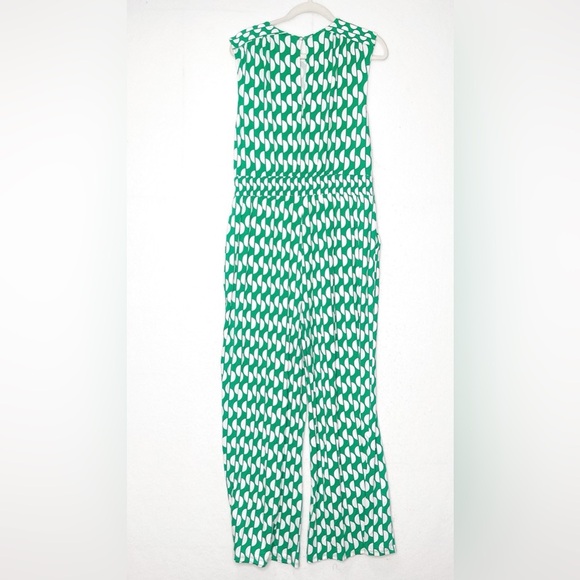 Boden Thea Jersey Jumpsuit Emerald Green Geo Wave Print Size 10 Geometric Print - Picture 4 of 9